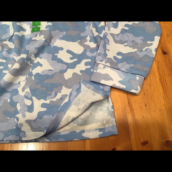 BLUE CAMO HOODIE SWEATSHIRT sz L NWT WAKE & WEAR BY INK & IVY - Picture 4 of 7